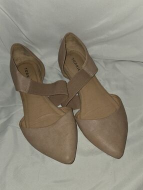 torrid Taupe Pointed D'Orsay Flats with Elastic Cross Straps